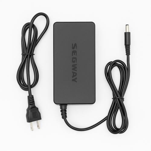 Official Segway Ninebot electric scooter charger with North American plug and barrel connector on white background – Canada accessory
